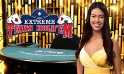Extreme Texas Hold'em da Evolution com flop, turn e river contra o dealer